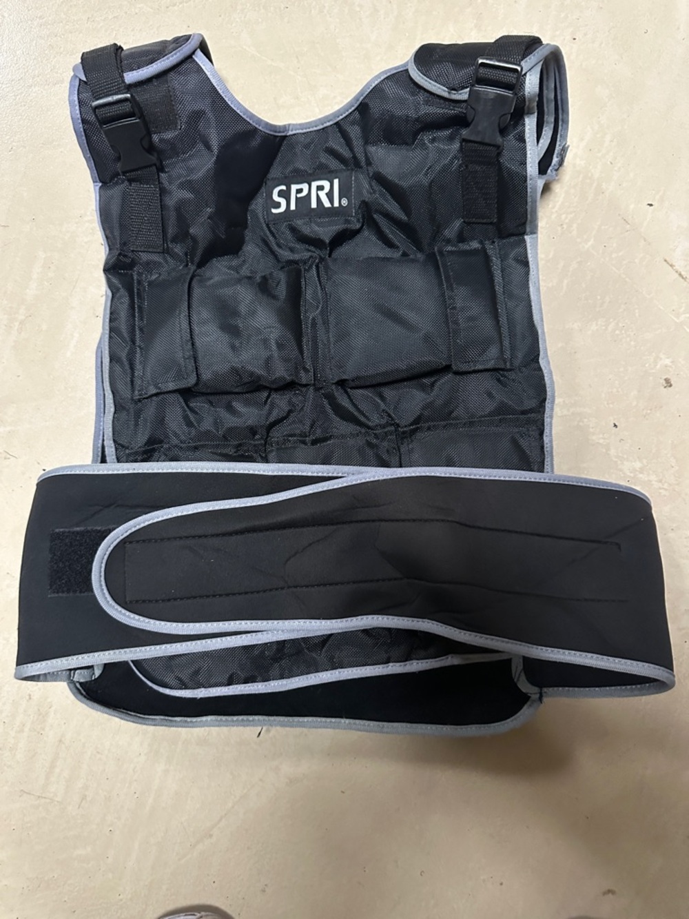 SPRI Adjustable Weighted Vest in Black with Gray Trim